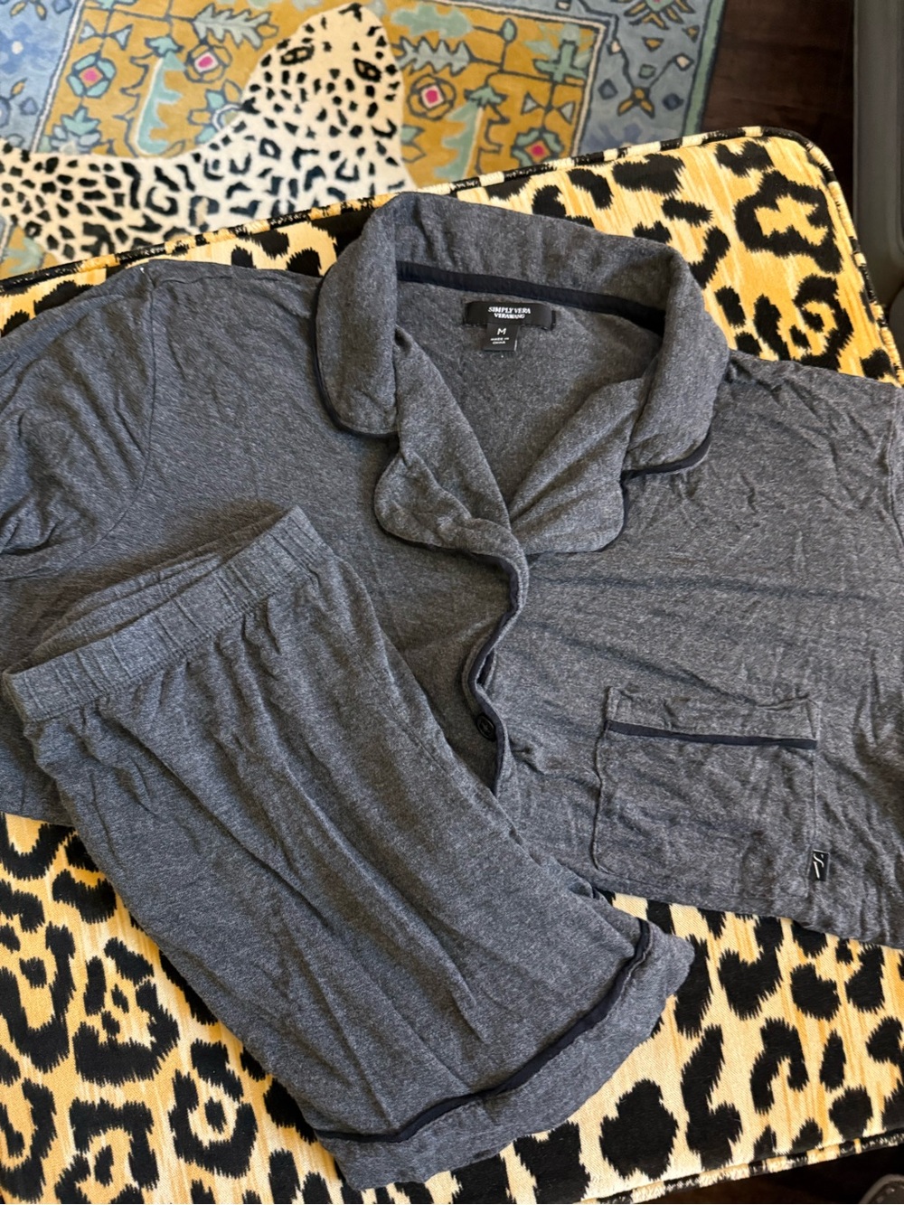 Simply Vera Vera Wang Charcoal Gray Two-Piece Pajama Set